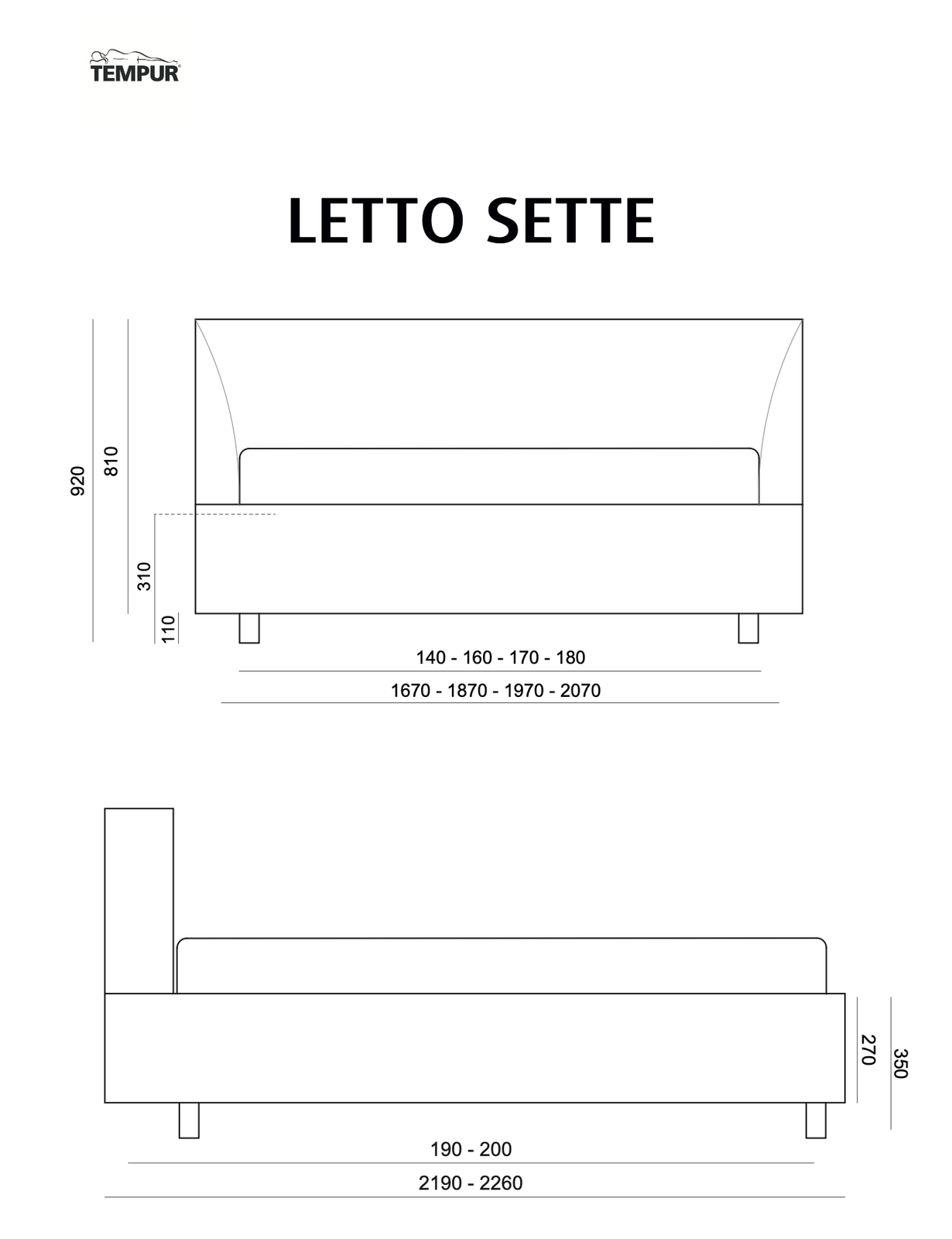 Misure TEMPUR SETTE